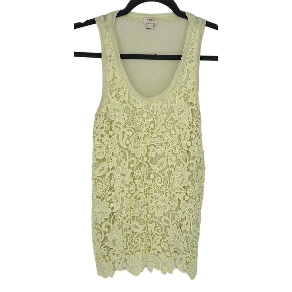 J. Crew Yellow Lace Sleeveless Tank Top Scoop Neck Crochet Summer Bohemian XS